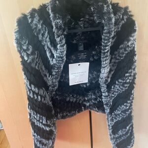 Marc By Marc Jacobs Black and Gray Rabbit fur vest